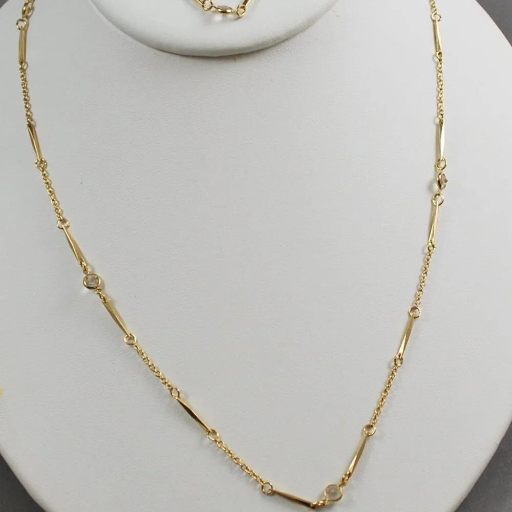 1984 Avon Simulated Diamond Accent in Goldtone Necklace and Bracelet Set - Picture 1 of 9